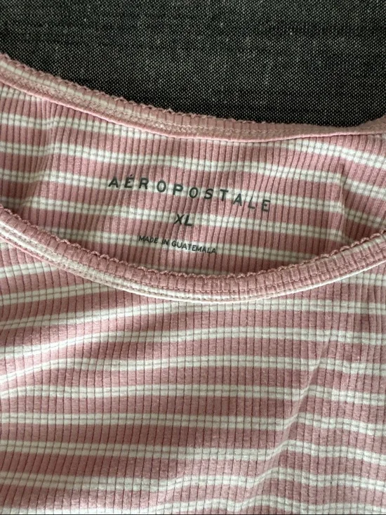 Aeropostale Pink and White Striped Ribbed Tank - Picture 2 of 3